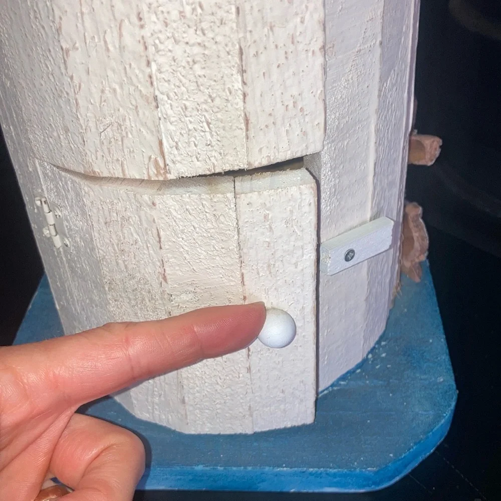 Blue and White Decorative Birdhouse with Seagull Decor